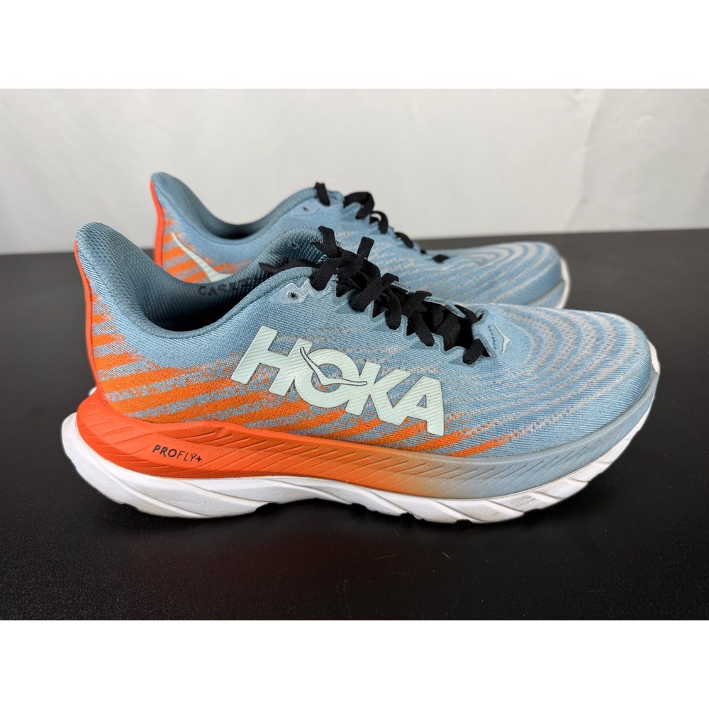 Hoka Mach 5 Blue Glass Evening Primrose Running Shoes 1127893 Mens 8.5 W 9.5